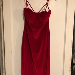 Red Velvet Wiggle Dress -Size L